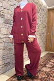 Mayfair Luxury Knit Co Ord Set Burgundy /25 =